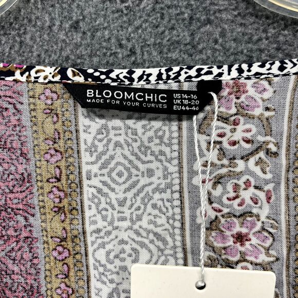 BloomChic Dress Plus Size 1X 14 16 Black white Stripe Short Sleeve V Neck Pocket - Picture 12 of 16